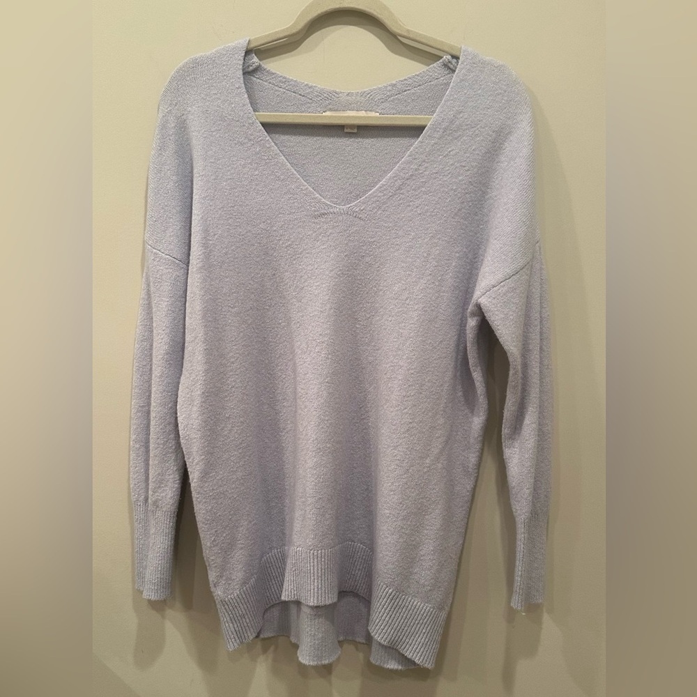 LOFT Lavender V-Neck Sweater Super Soft Cotton Wool Oversized S Cozy Layer